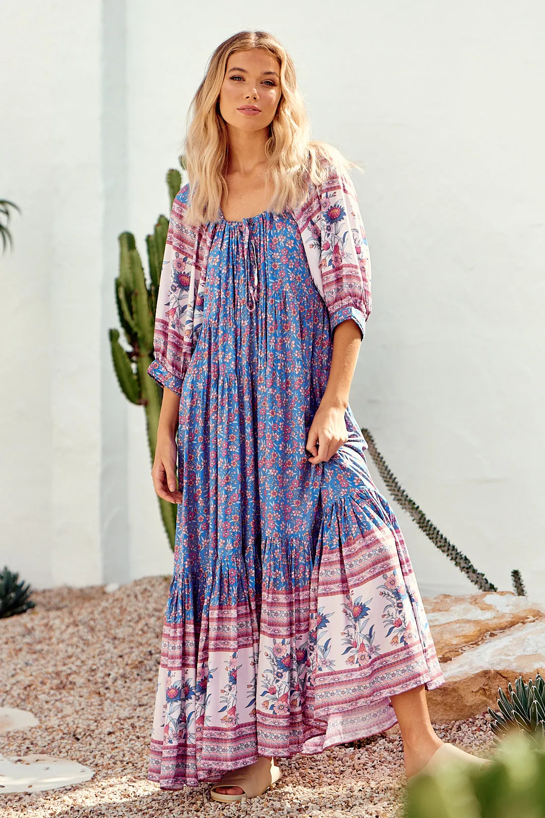 Layla Maxi Dress - Blue/Pink