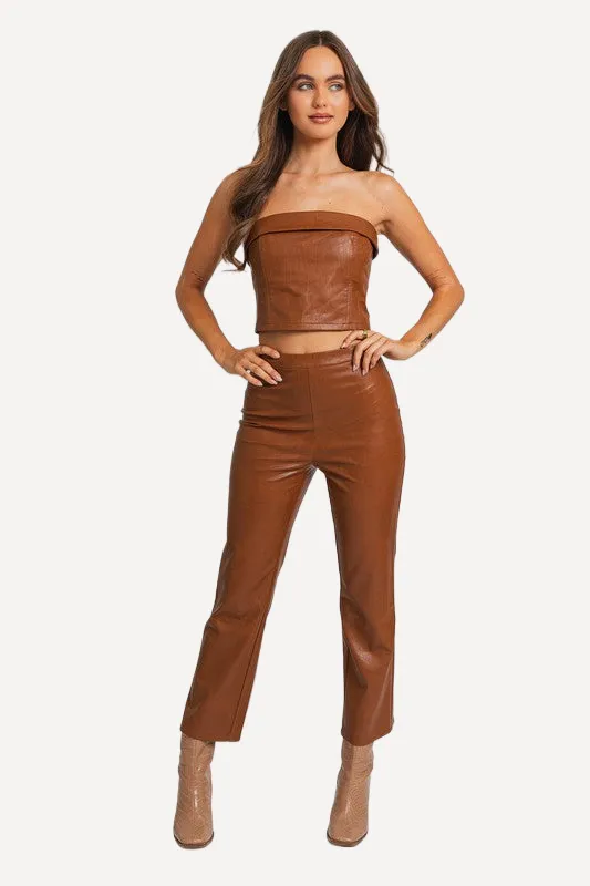 Leather Tube Top -Tan