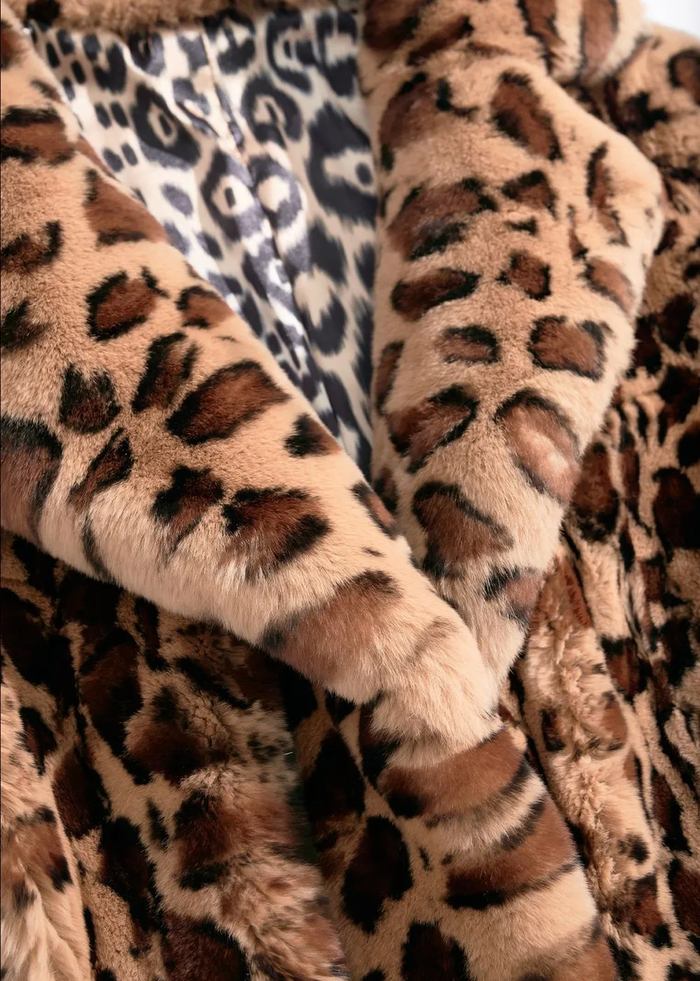 Leopard Belted Rex Rabbit Fur Coat