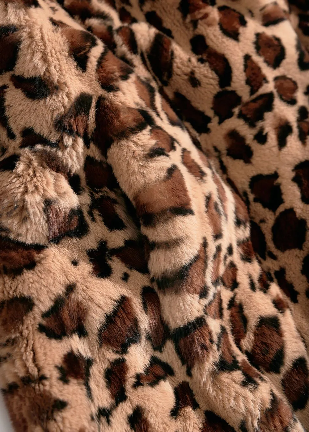 Leopard Belted Rex Rabbit Fur Coat