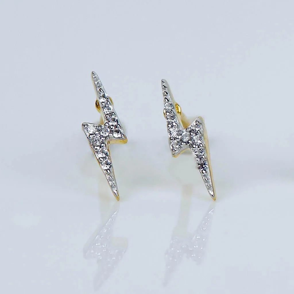 Lightning Bolt Diamond Stud Earrings