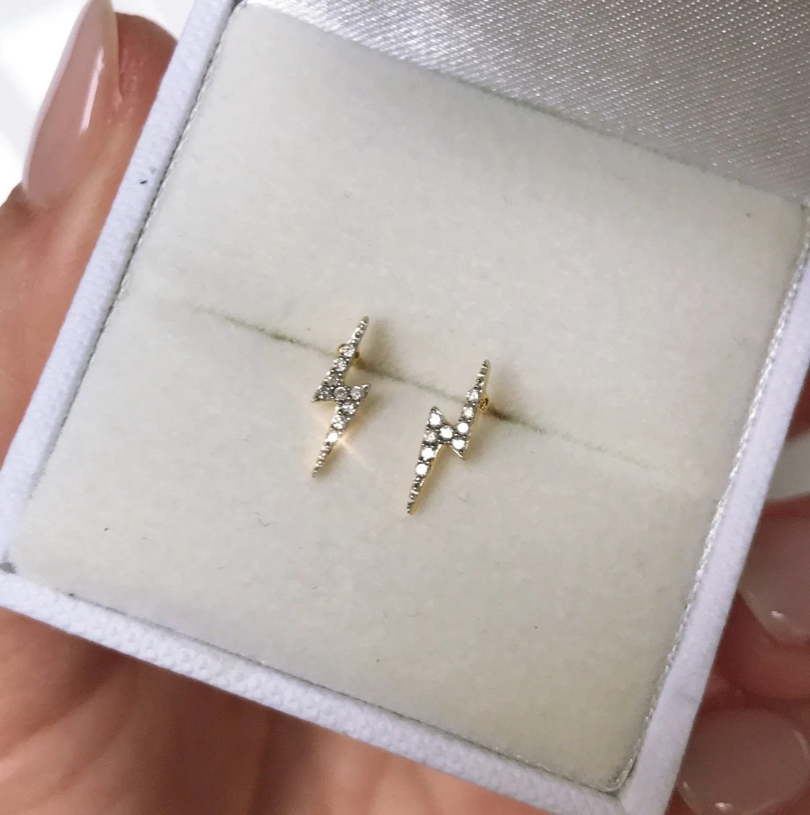 Lightning Bolt Diamond Stud Earrings