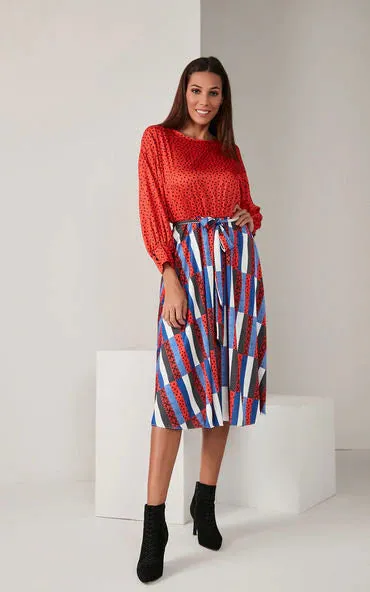 Love And Joy London Belted Multicolour Midi Dress