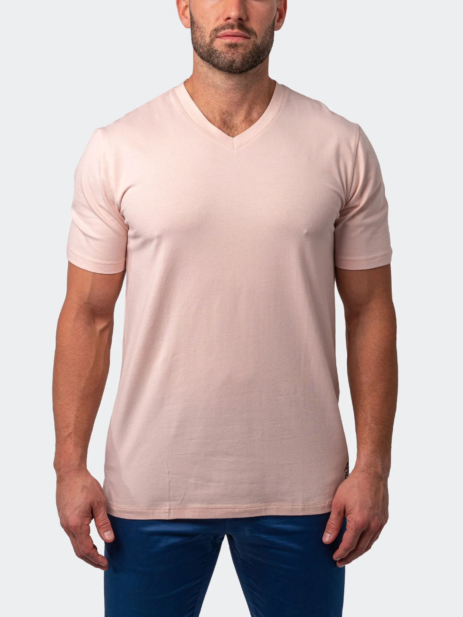 Maceoo Stretch Short-Sleeve Tshirts | V-Neck VivaldiCoreLight Pink