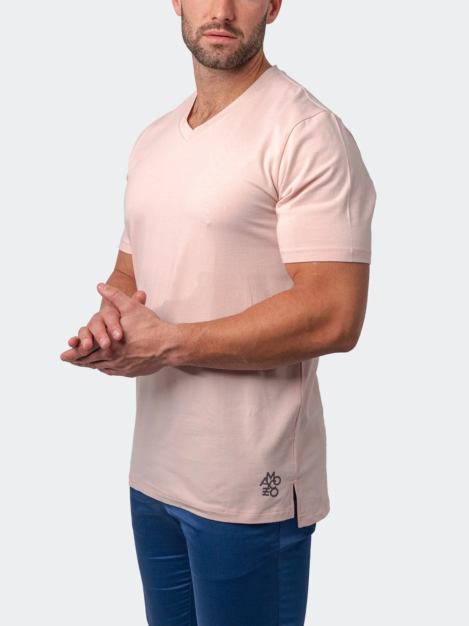 Maceoo Stretch Short-Sleeve Tshirts | V-Neck VivaldiCoreLight Pink