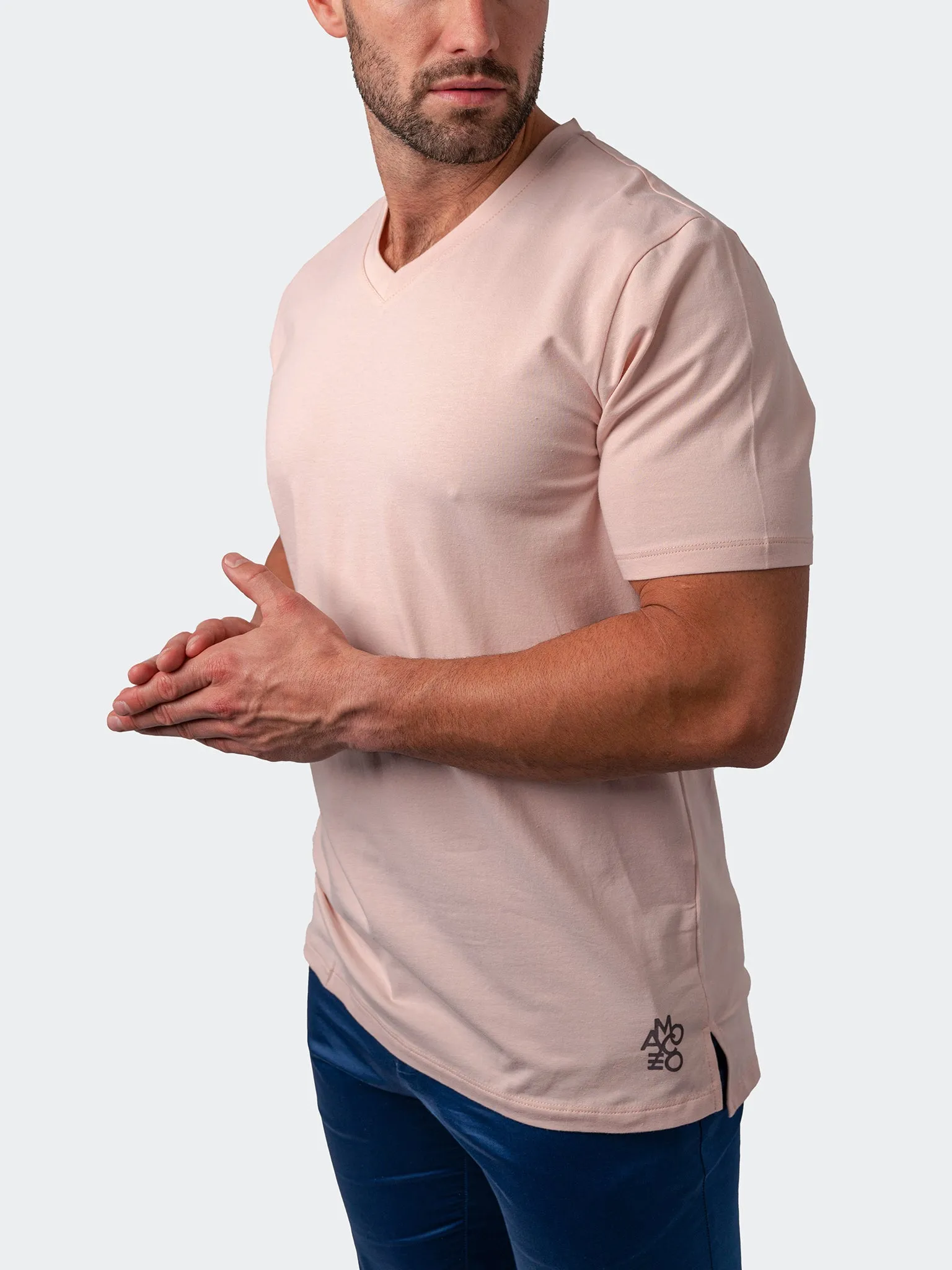 Maceoo Stretch Short-Sleeve Tshirts | V-Neck VivaldiCoreLight Pink