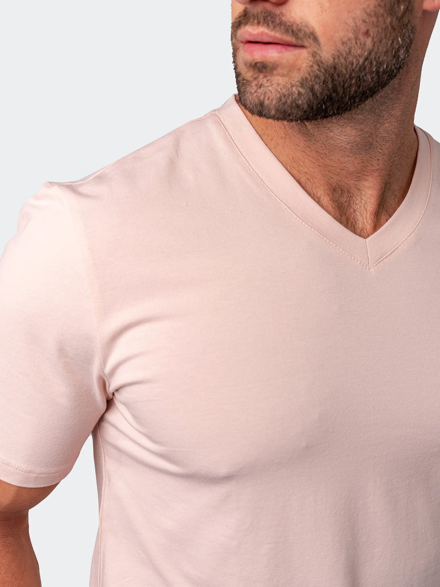 Maceoo Stretch Short-Sleeve Tshirts | V-Neck VivaldiCoreLight Pink