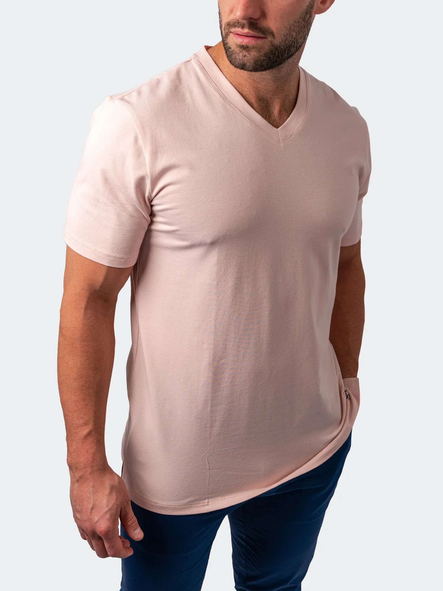 Maceoo Stretch Short-Sleeve Tshirts | V-Neck VivaldiCoreLight Pink