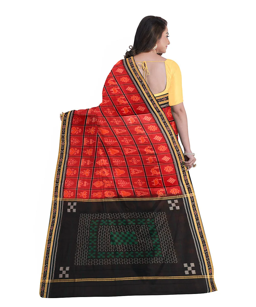 Maroon black cotton handloom nuapatna saree