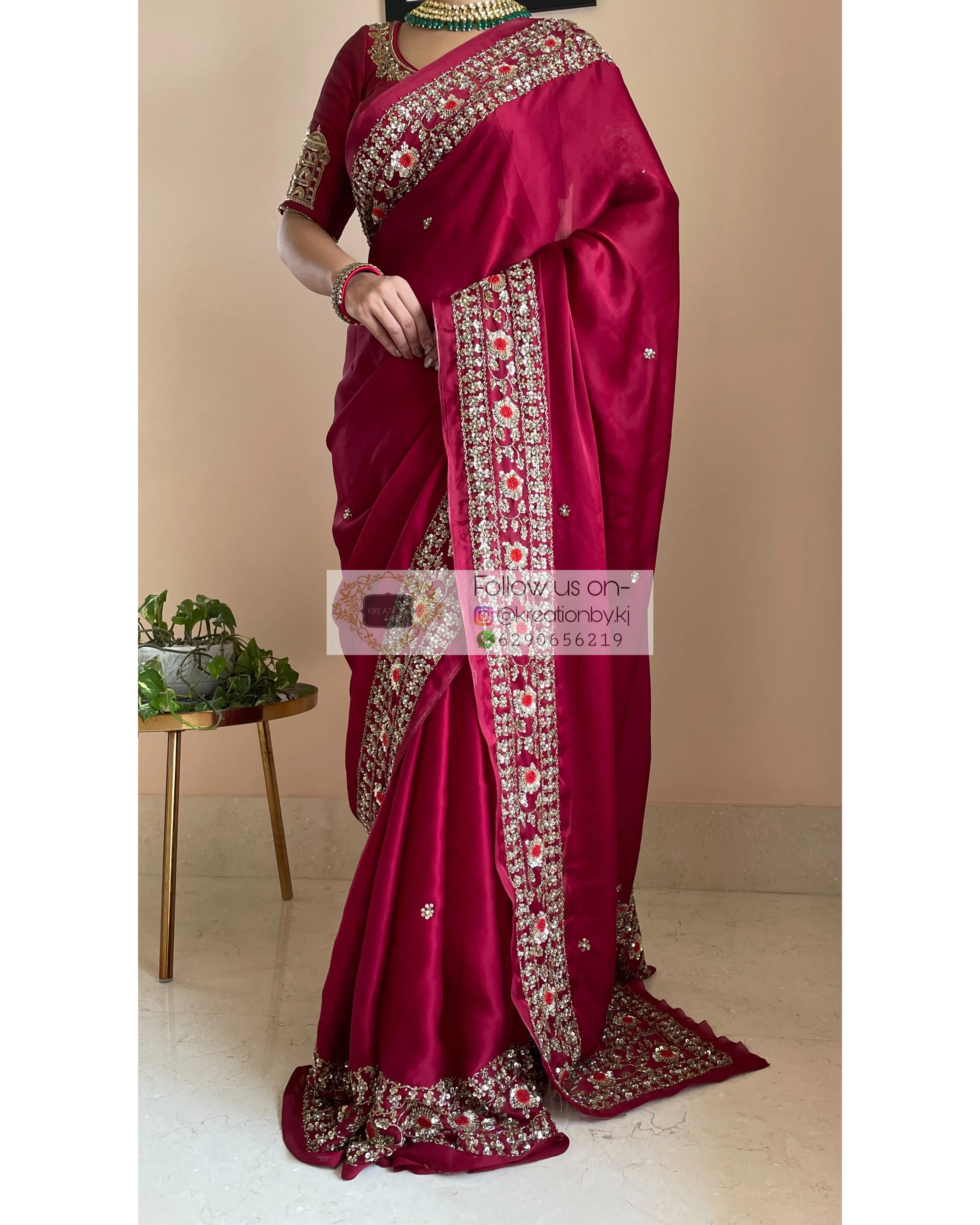 Maroon Crepe Silk Prajoti Saree