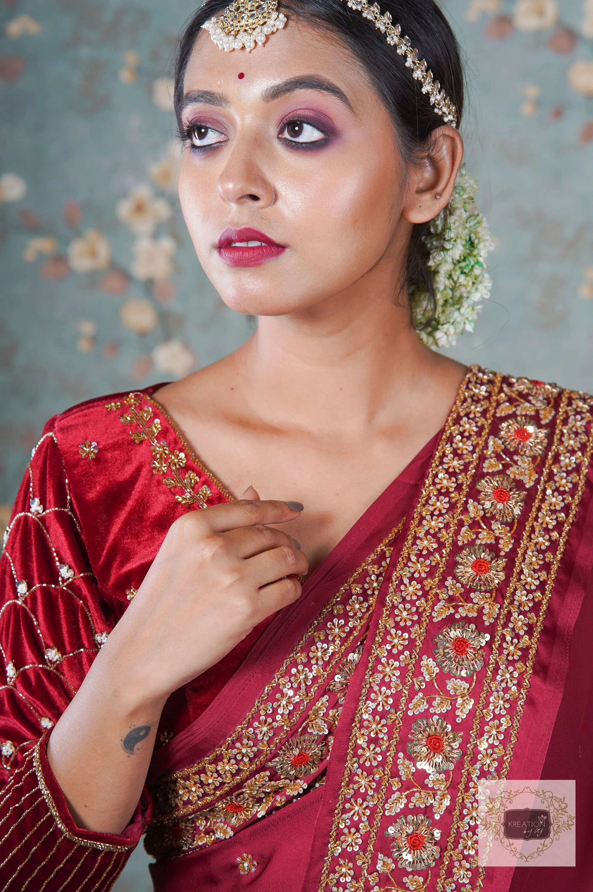 Maroon Crepe Silk Prajoti Saree