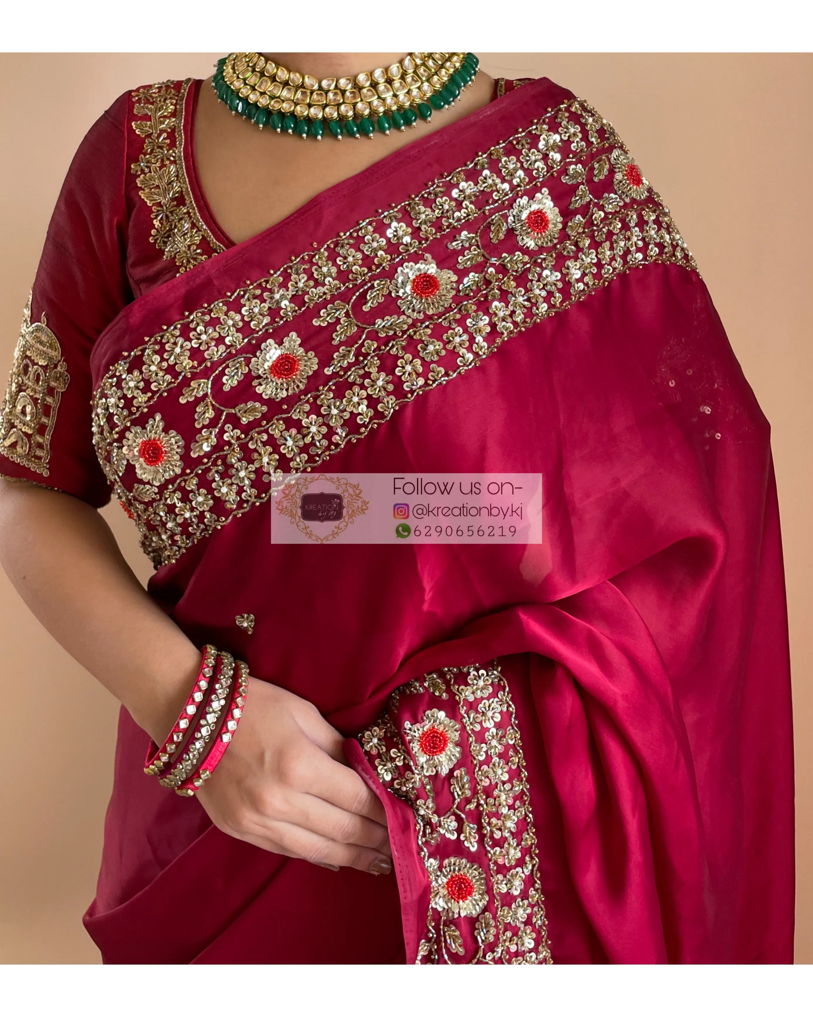 Maroon Crepe Silk Prajoti Saree