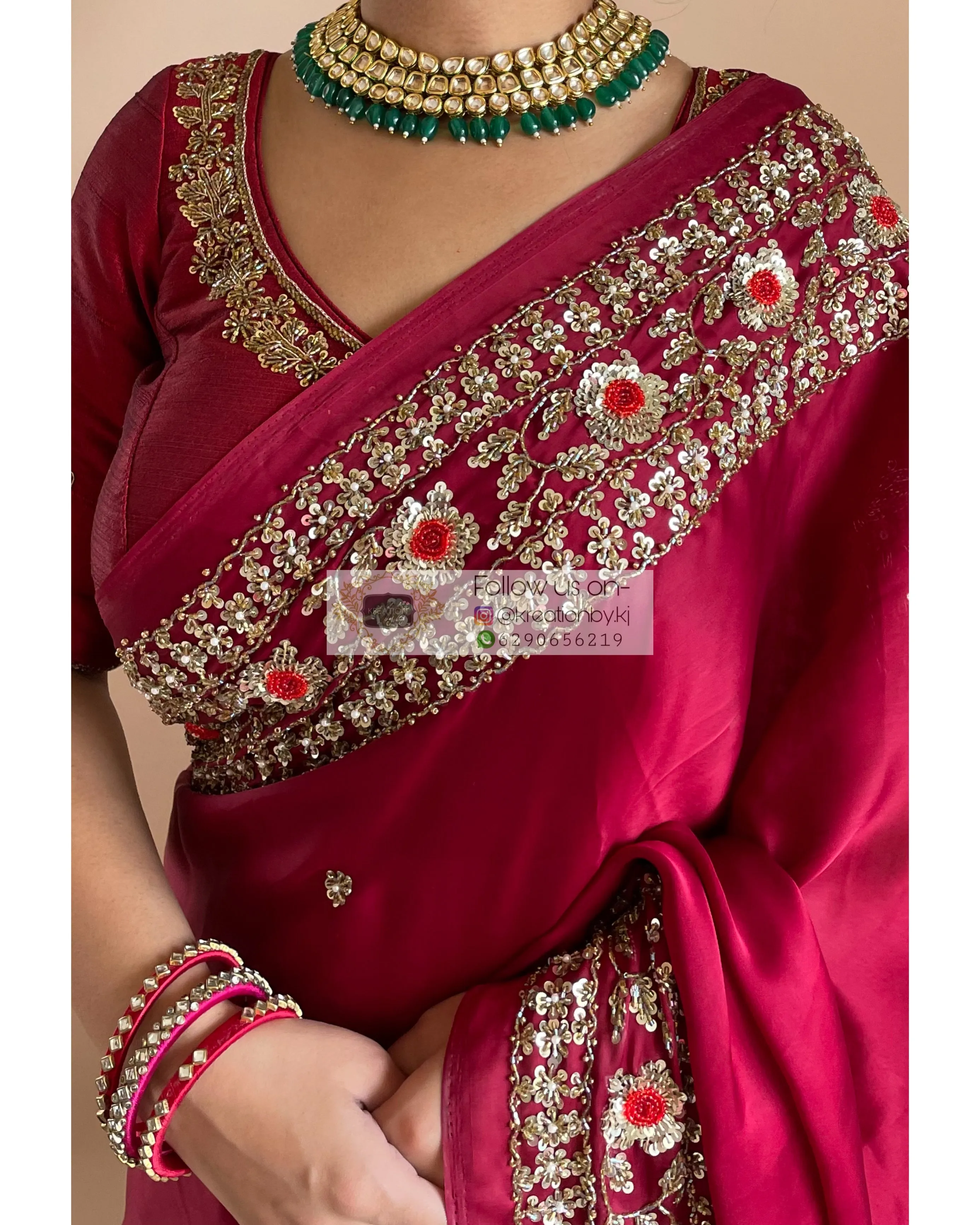 Maroon Crepe Silk Prajoti Saree