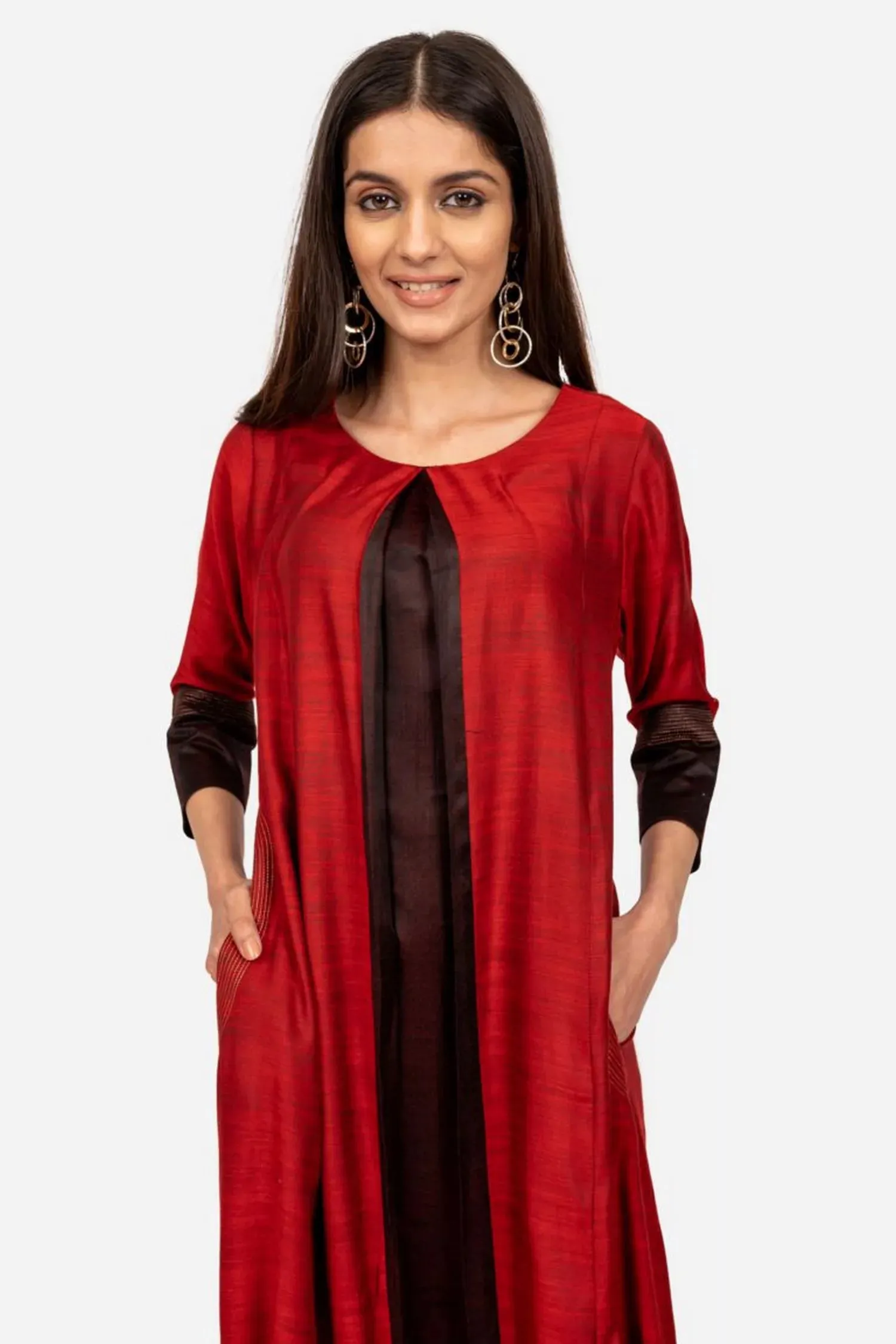 Maroon Double Shade Kurta Dress