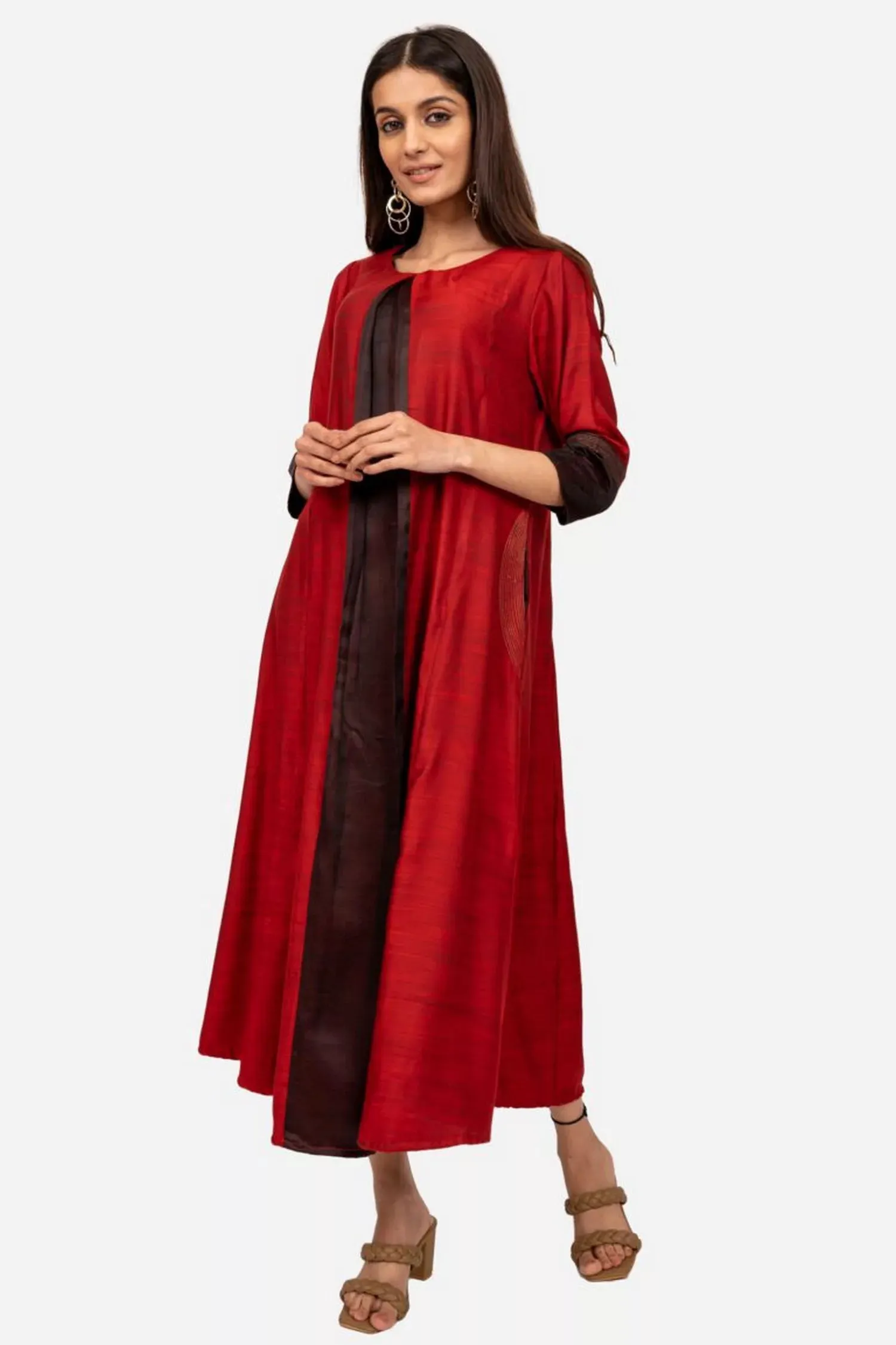 Maroon Double Shade Kurta Dress