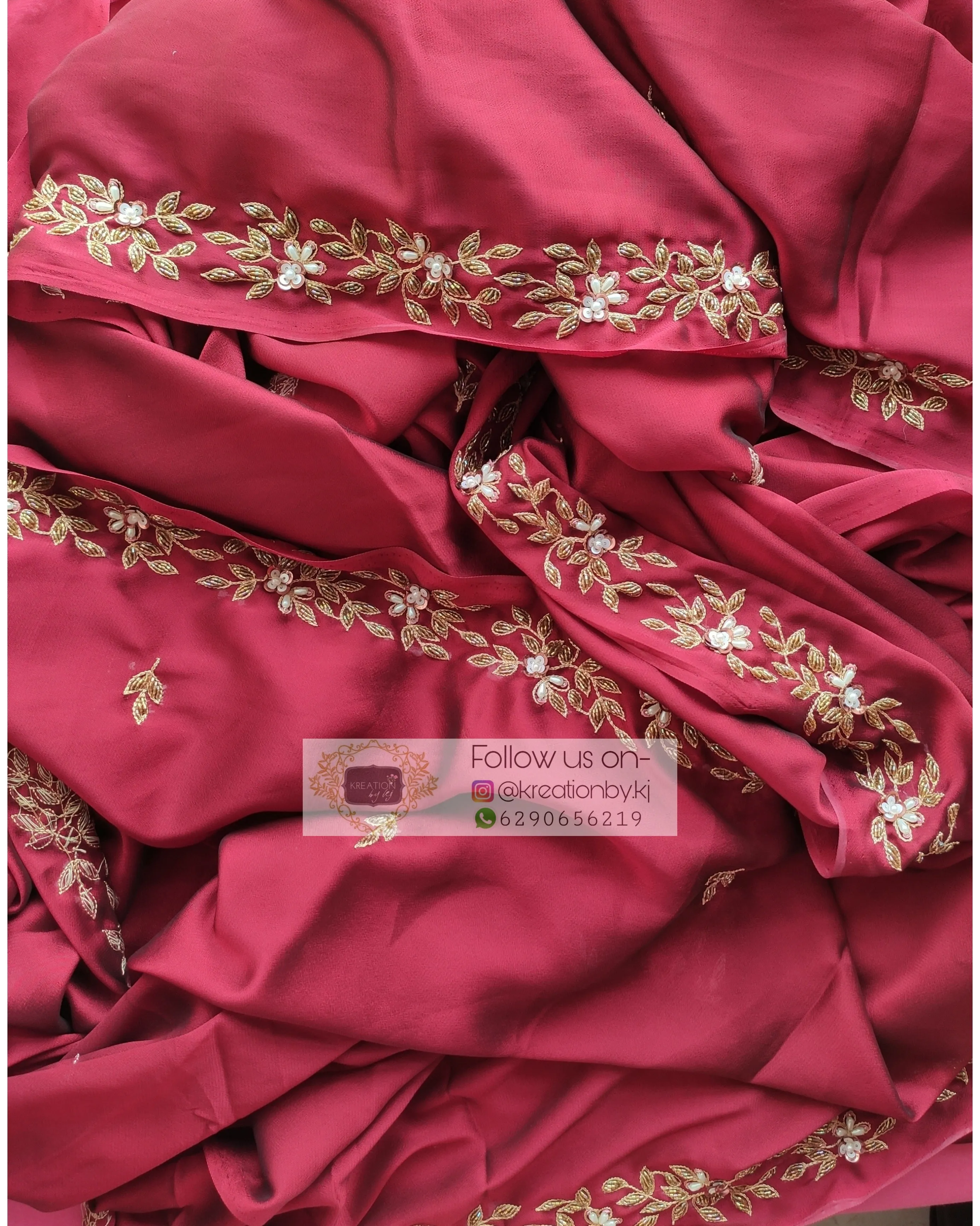 Maroon Georgette Handembroidered Chandani Saree