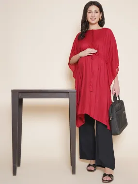 Maroon Maternity and Nursing Kaftaan Set