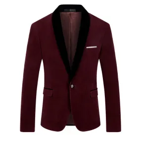 Maroon Velvet Jacket Shawl Collar Design Blazer