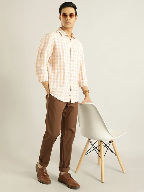 Men Checked Full Sleeve Linen Blend Shirt