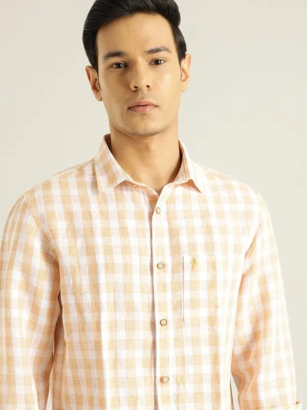 Men Checked Full Sleeve Linen Blend Shirt