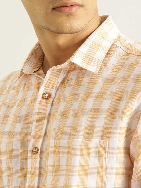 Men Checked Full Sleeve Linen Blend Shirt