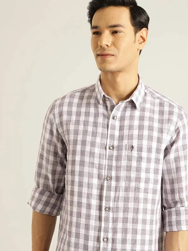 Men Checked Full Sleeve Linen Blend Shirt