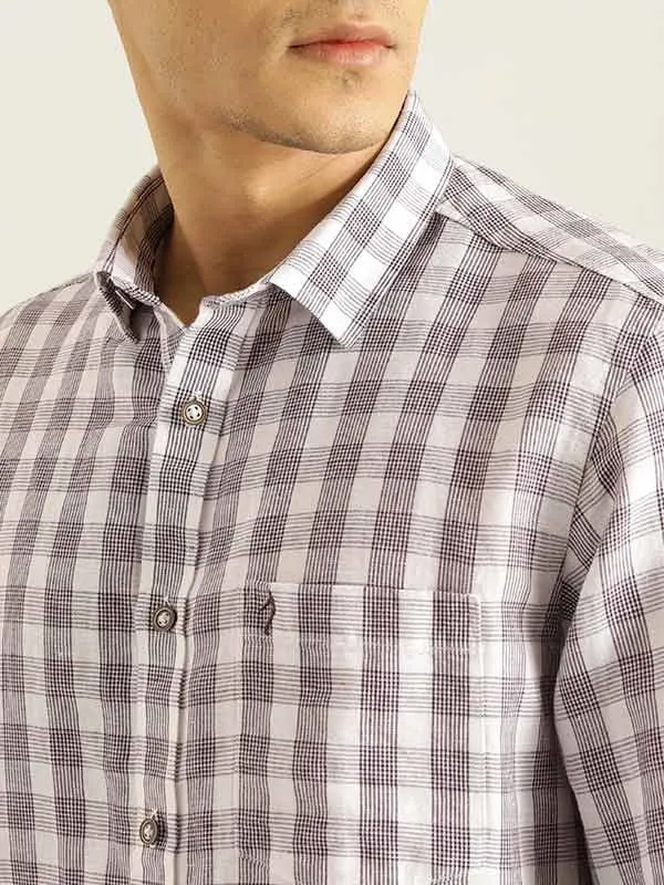 Men Checked Full Sleeve Linen Blend Shirt