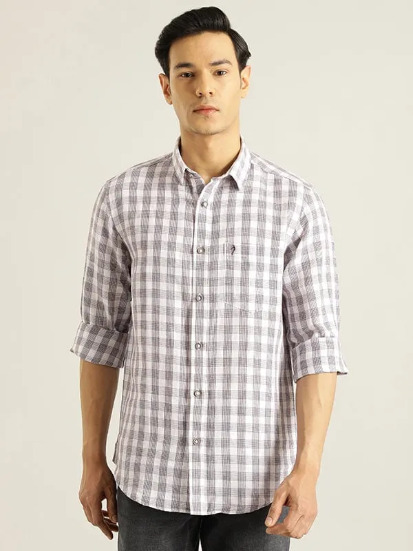 Men Checked Full Sleeve Linen Blend Shirt