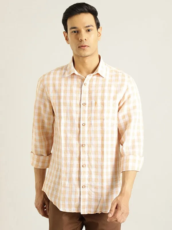 Men Checked Full Sleeve Linen Blend Shirt