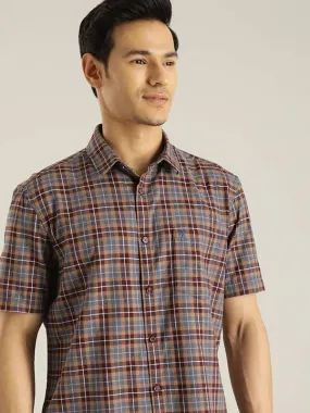 Men Checked Half Sleeve Cotton Shirt