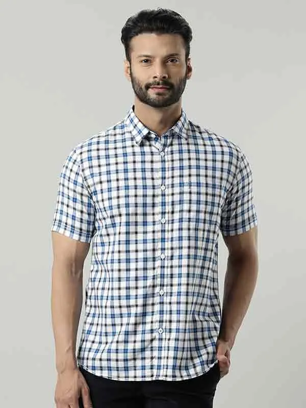 Men Checked Half Sleeve Cotton Shirt