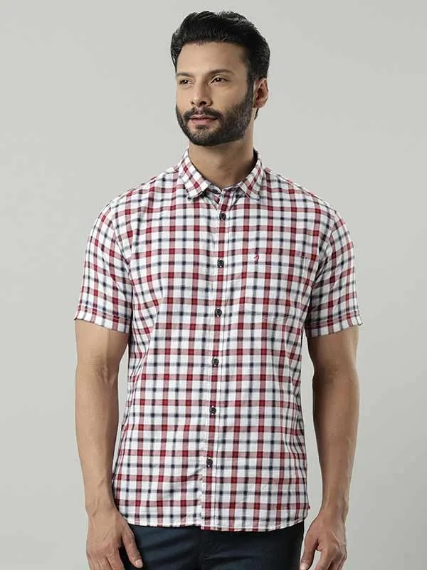 Men Checked Half Sleeve Cotton Shirt