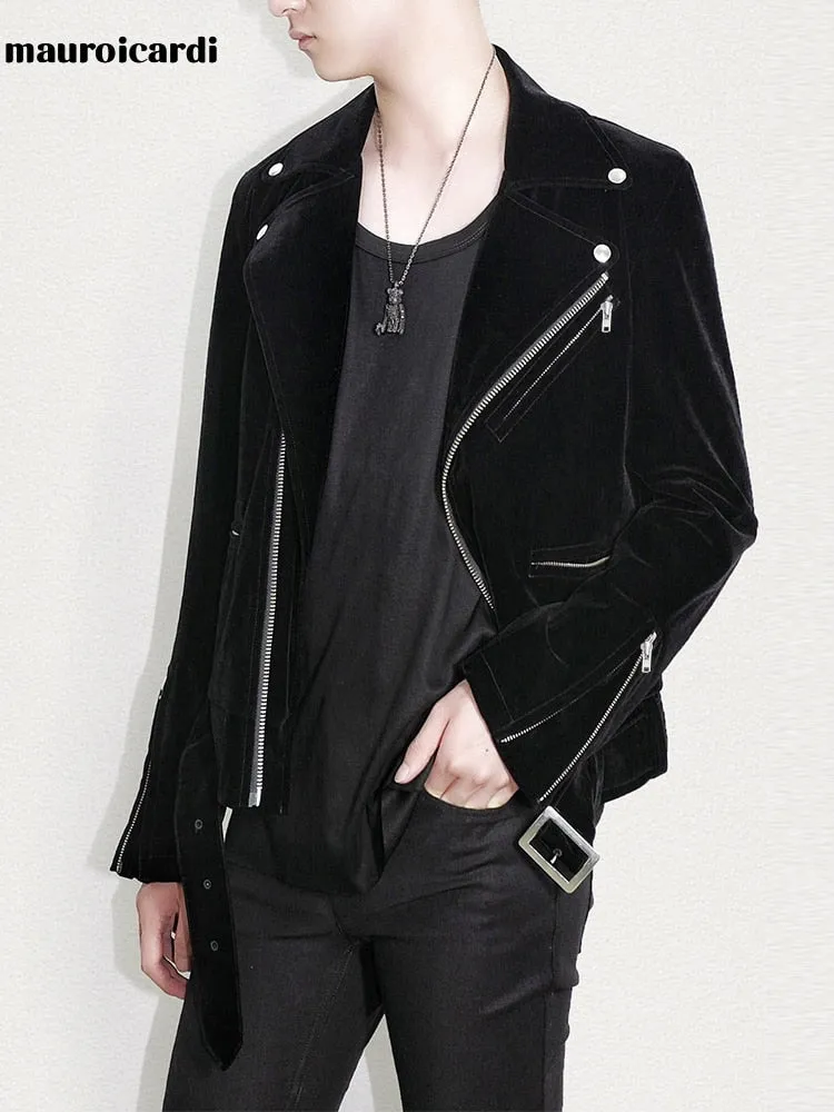 Men Spring Autumn Velvet Biker Jacket