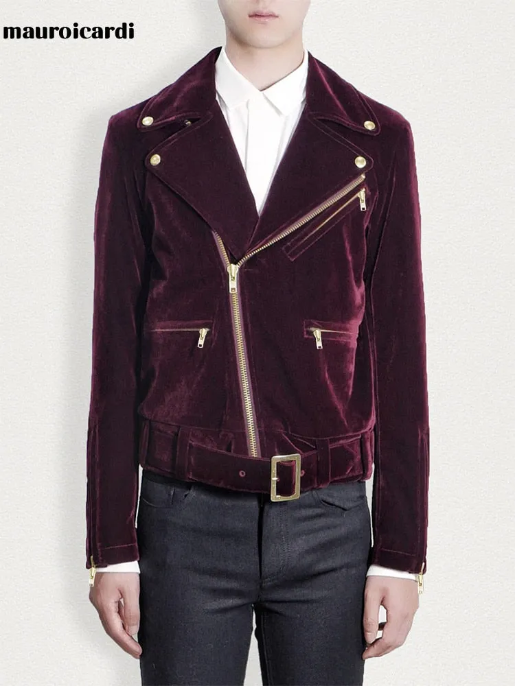 Men Spring Autumn Velvet Biker Jacket