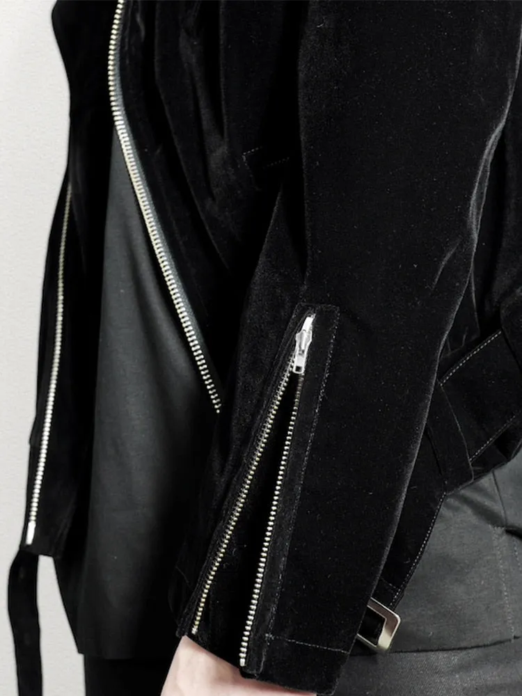 Men Spring Autumn Velvet Biker Jacket