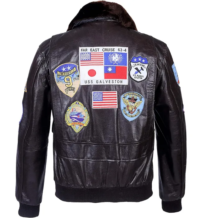 Men's Classic Top Gun Inspired Navy G-1 Leather Flight Jacket