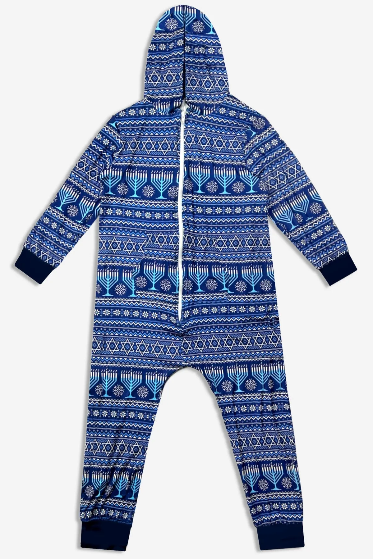 Men's Simply Soft Hooded Zip Onesie - Hannukah Fair Isle