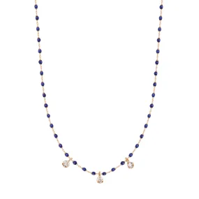 Mini Gigi Lapis necklace, Rose Gold 3 diamond, 16.5"