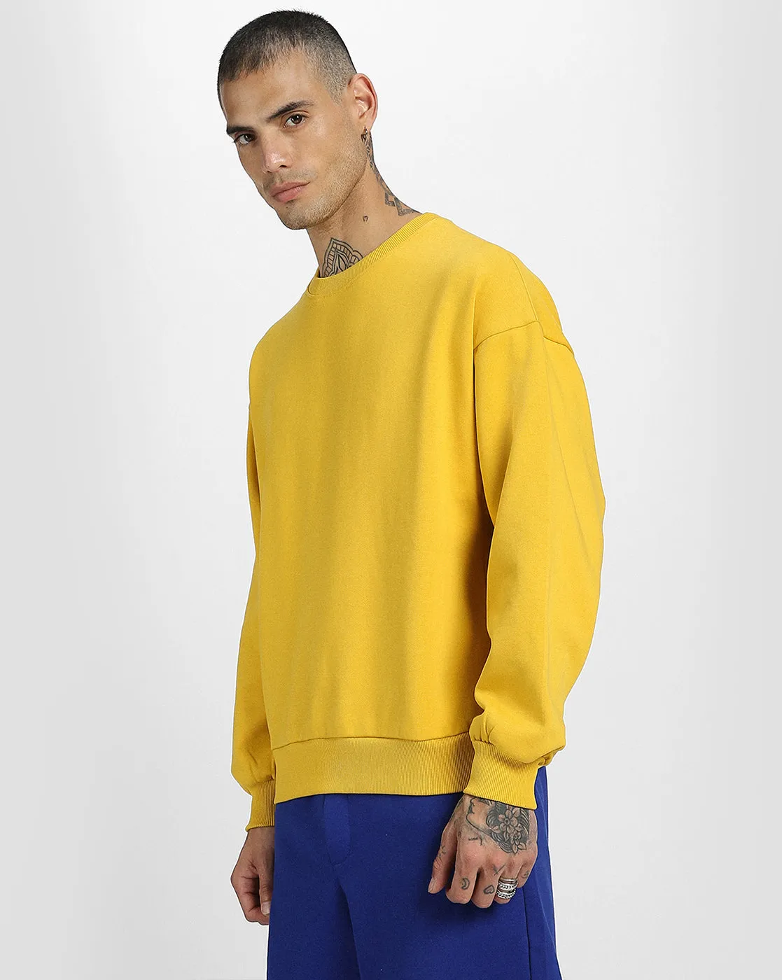 Mustard Solid Oversized Sweatshirt