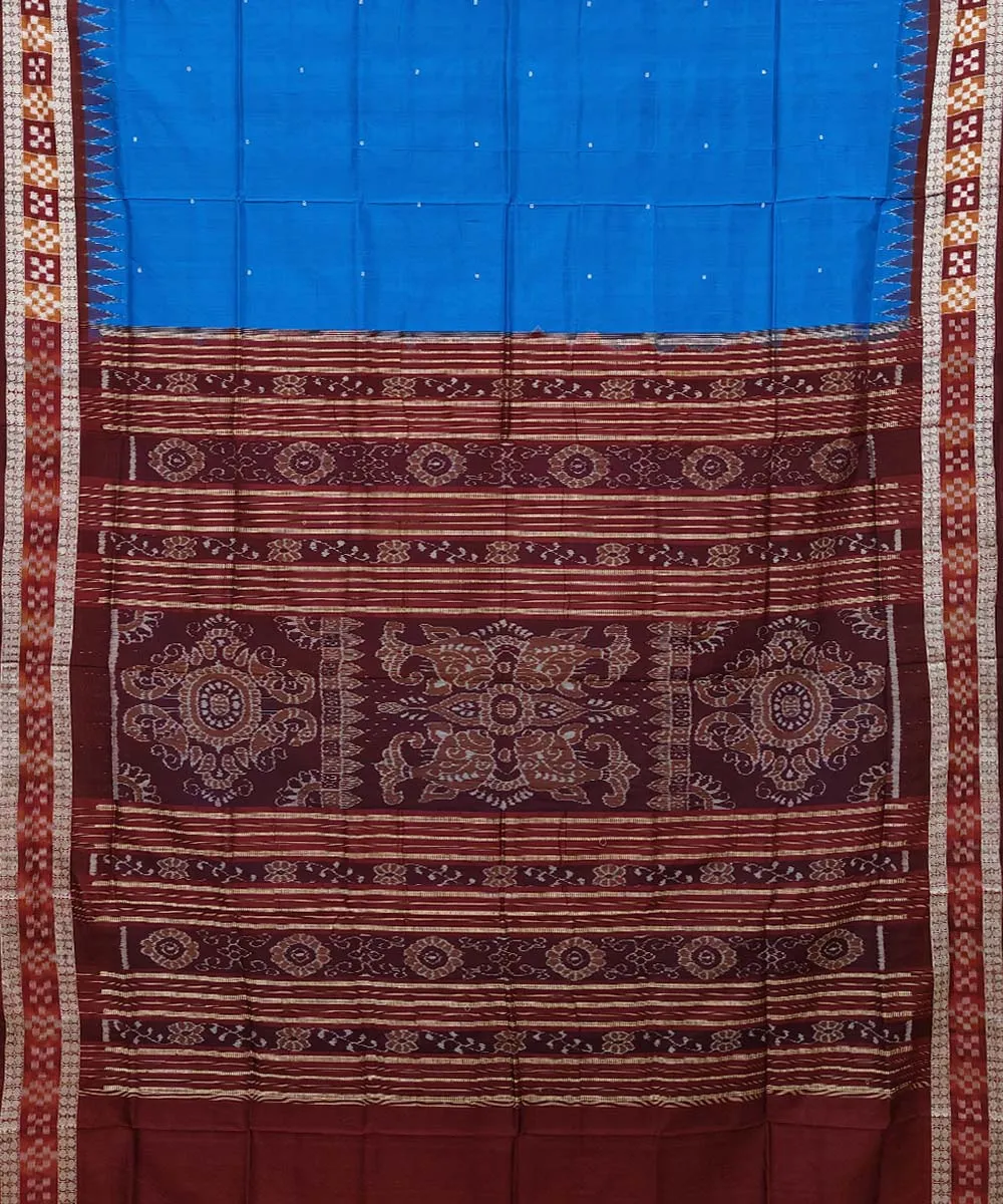 Navy Blue maroon Silk Handwoven Bomkai Saree