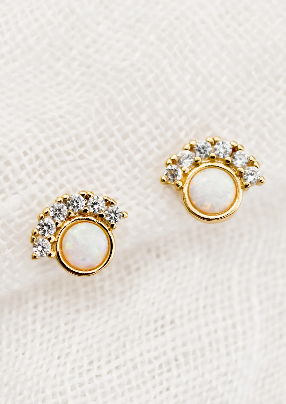 Opal Pave Stud Earrings