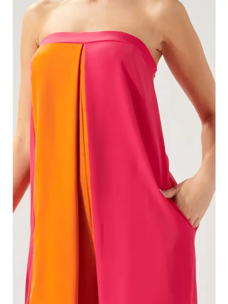 Orange Turns Pink Color Block Jumpsuit