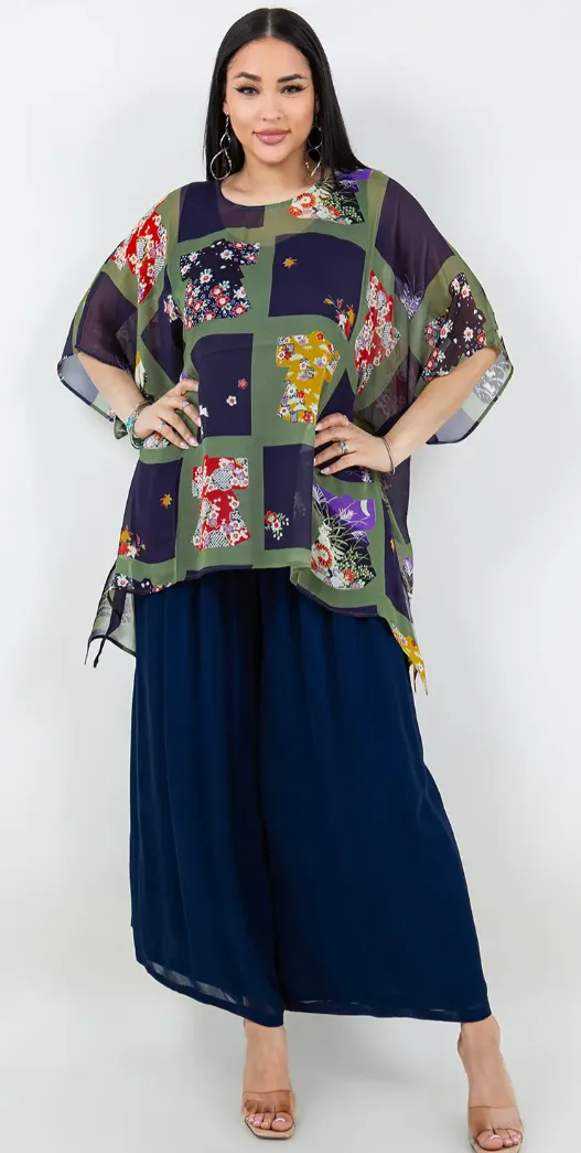 Oversize Flower Garden Tunic Top Lagenlook Boho Hippie Chic SML-6X 