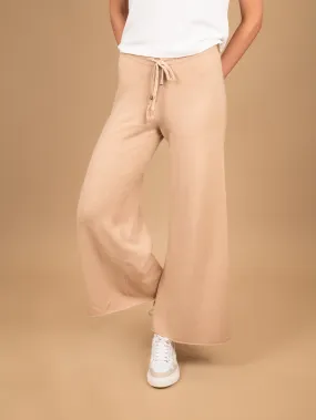 PANTALONE A PALAZZO IN MAGLIA BEIGE