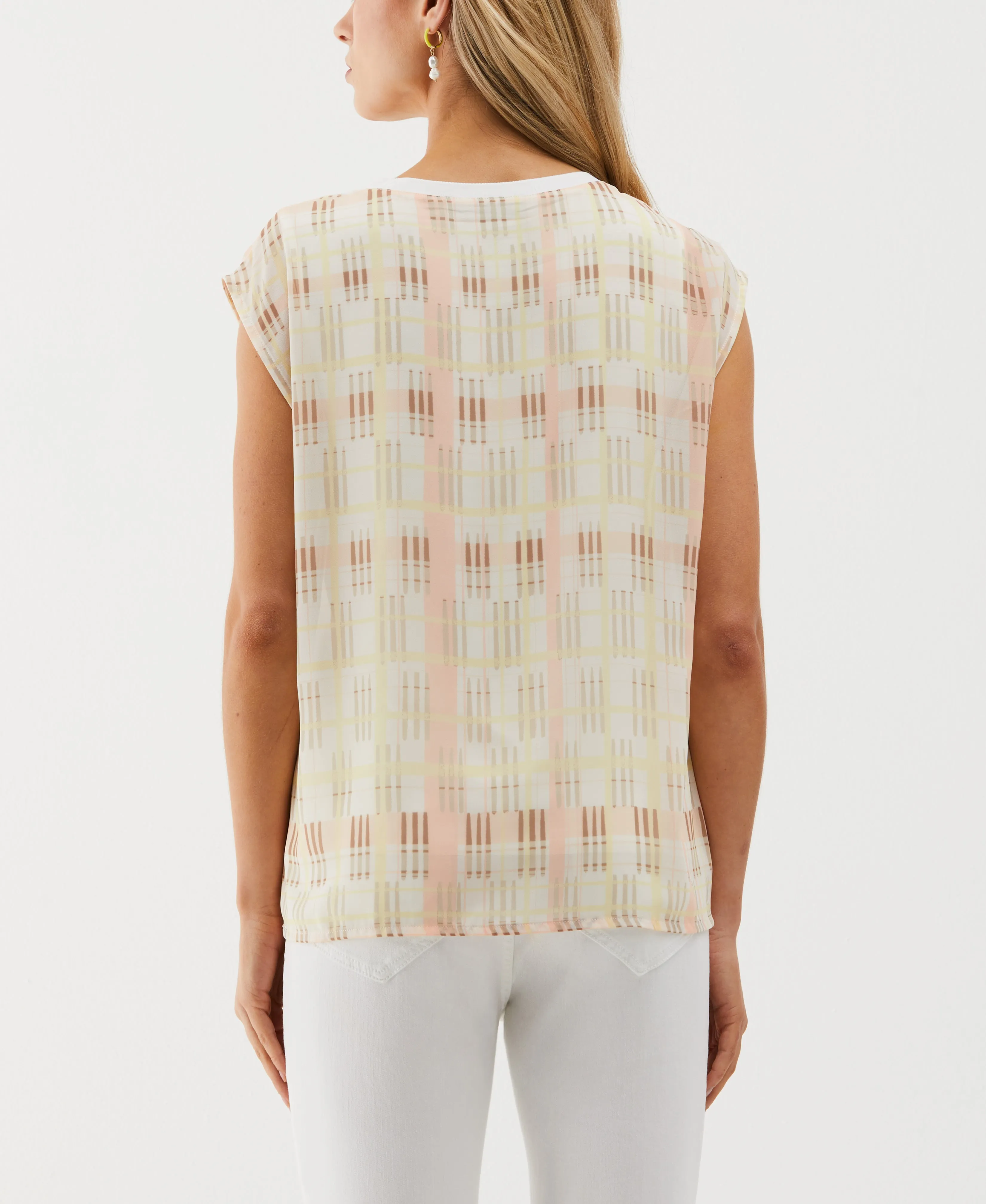 Petite Crosshatch Print Top