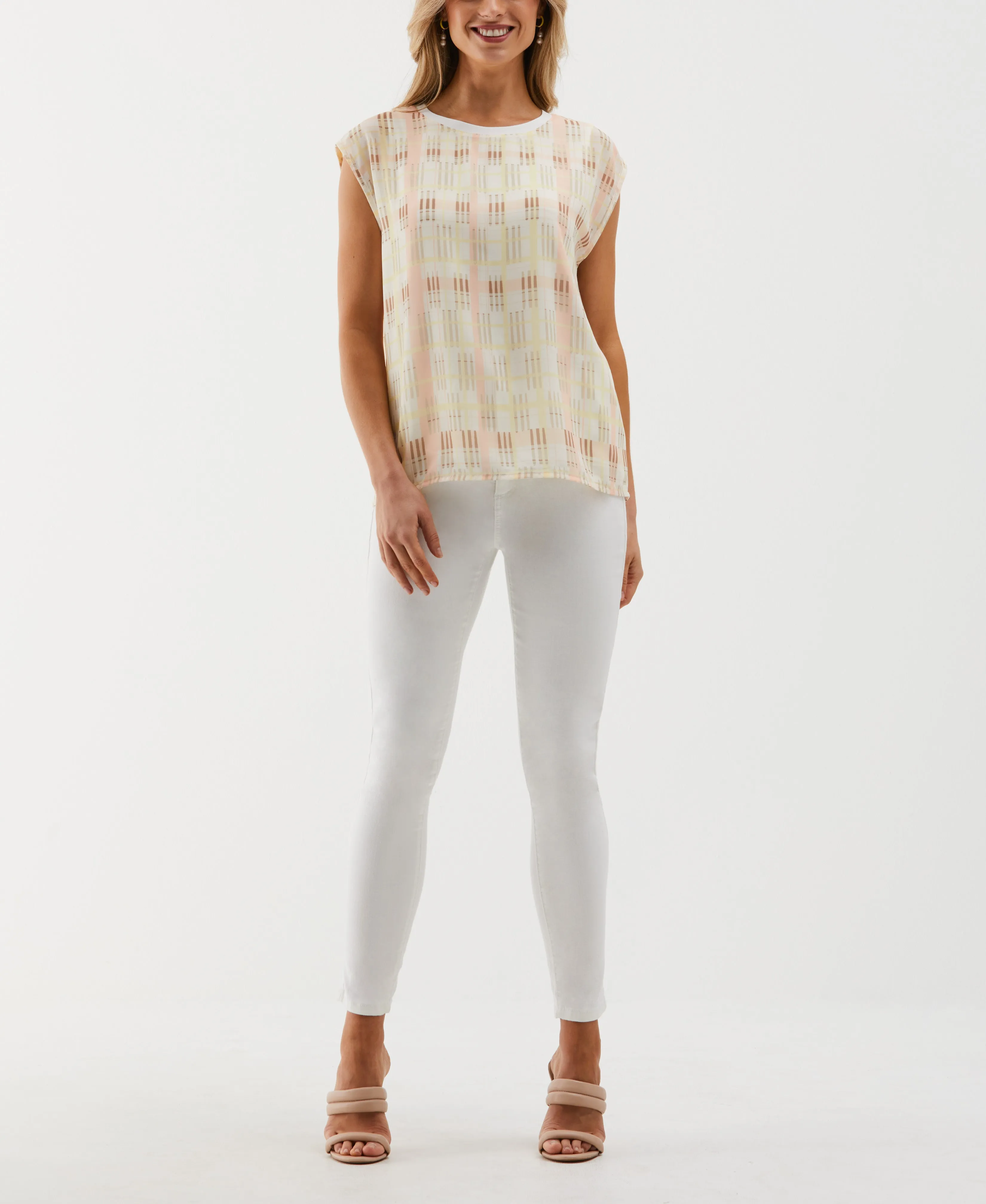 Petite Crosshatch Print Top