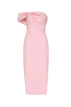 Pink Classy midi dress with open neckline