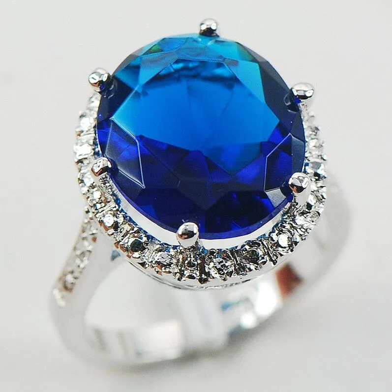 Pretty Elegant Sapphire Fashion Ring - 925 Sterling Silver