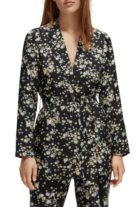 Printed Drapey Blazer | Dandelion Black