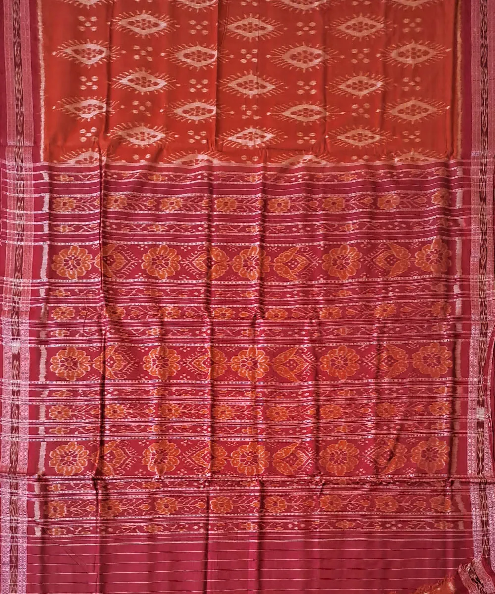 Red maroon cotton handloom nuapatna saree